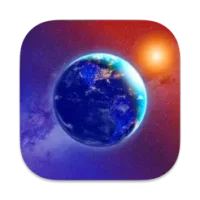 3D Earth &amp; moon, sun and stars